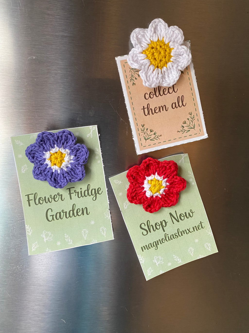 Crochet Flower Magnet - Collectible Floral Fridge Magnet